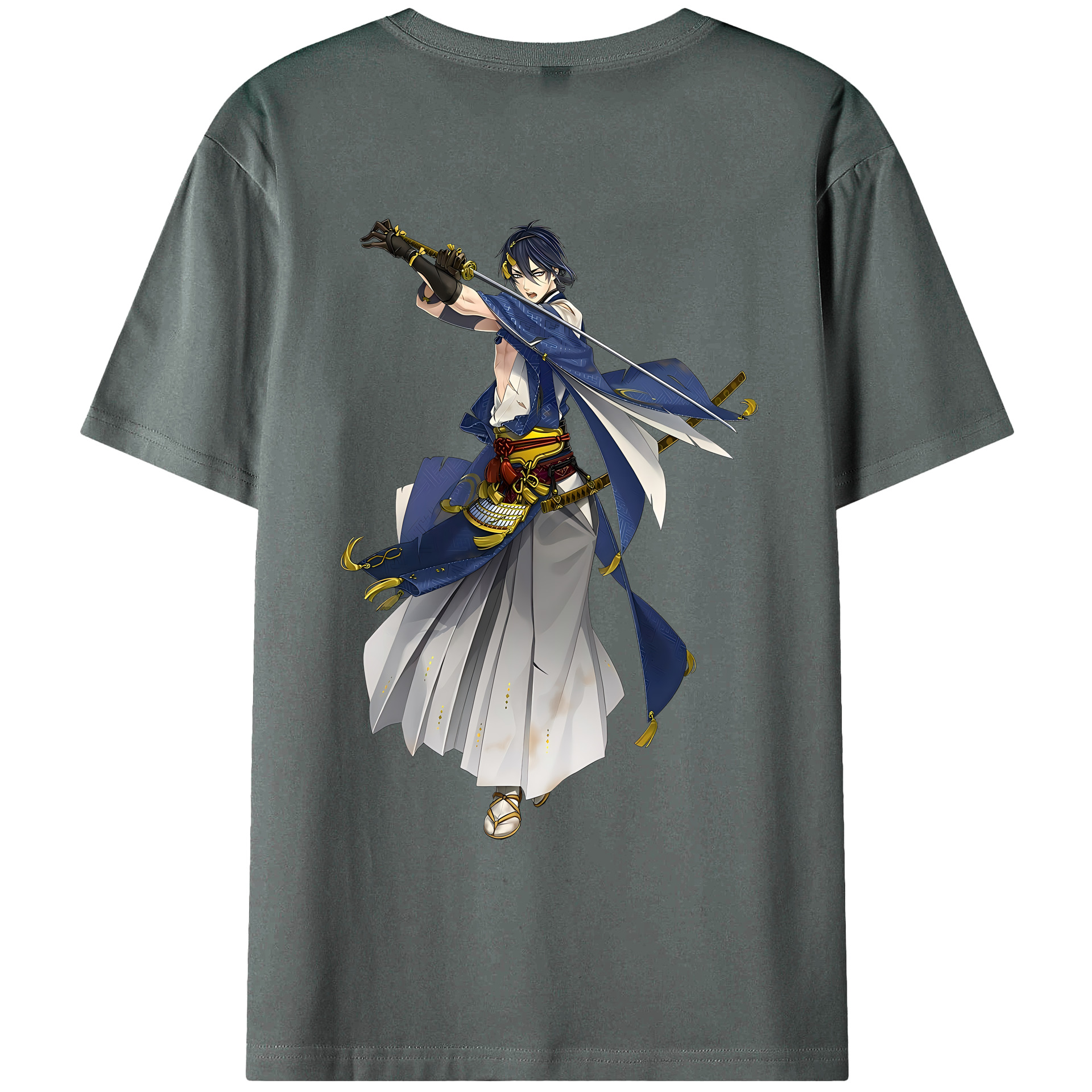 （画像用） 刀剣乱舞 Touken Ranbu 綿100％ メンズ半袖Tシャツ（バックプリント） 通気性